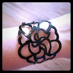 Lia sophia black flower cuff bracelet